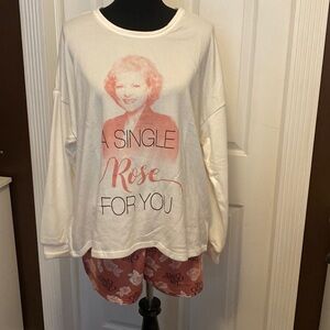 Golden Girls Rose Betty White Womens Pajamas L 12/14 “A Single Rose For You” NWT